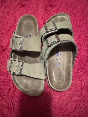 Birkenstock Two-Strap Sandals in Light blue Suede